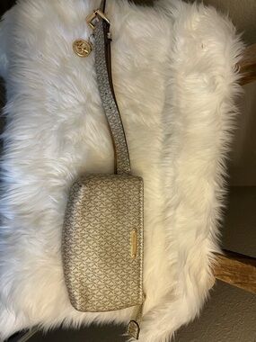 Michael Kors Metallic Beige Monogram Crossbody Belt Bag